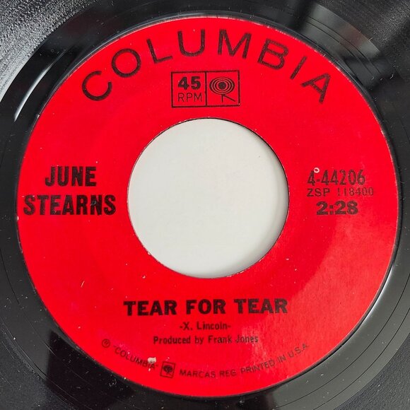 June Stearns Tear For Tear Habit Not Desire 45 RPM Vinyl 1967 Columbia 4-44206 - Picture 1 of 2